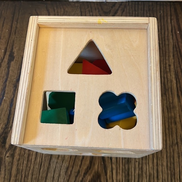 Melissa & Doug Shape Sorting Cube and Jumbo Wooden Geometric Shapes Puzzle - Picture 6 of 16